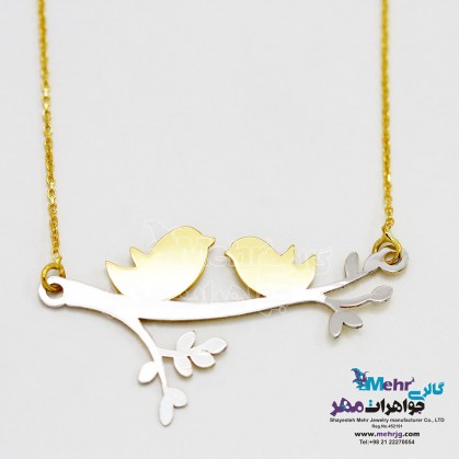 گردنبند طلا - طرح پرنده و شاخه-SM0534